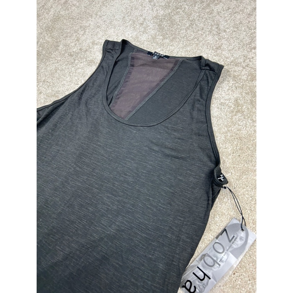 Zobha Top Women's Espresso XL Tank Mesh Back Tie Front Activewear